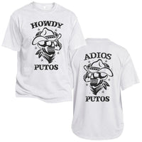 Men's 100% Cotton Western Skull cowboy Howdy & Adios Tee