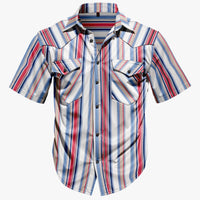 Men's Retro Western Striped Short Sleeve Shirt