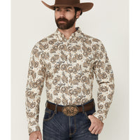 Retro Paisley Print Long Sleeve Western Shirts