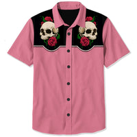 Men's Western Skull and Rose Print Shirts