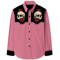 Men's Western Skull & Rose Print Shirts