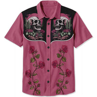 Men's Western Skull, Cactus & Rose Print Shirts