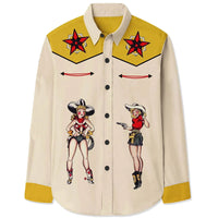 Men's Western Pin - Up Cowgirl Print Shirts