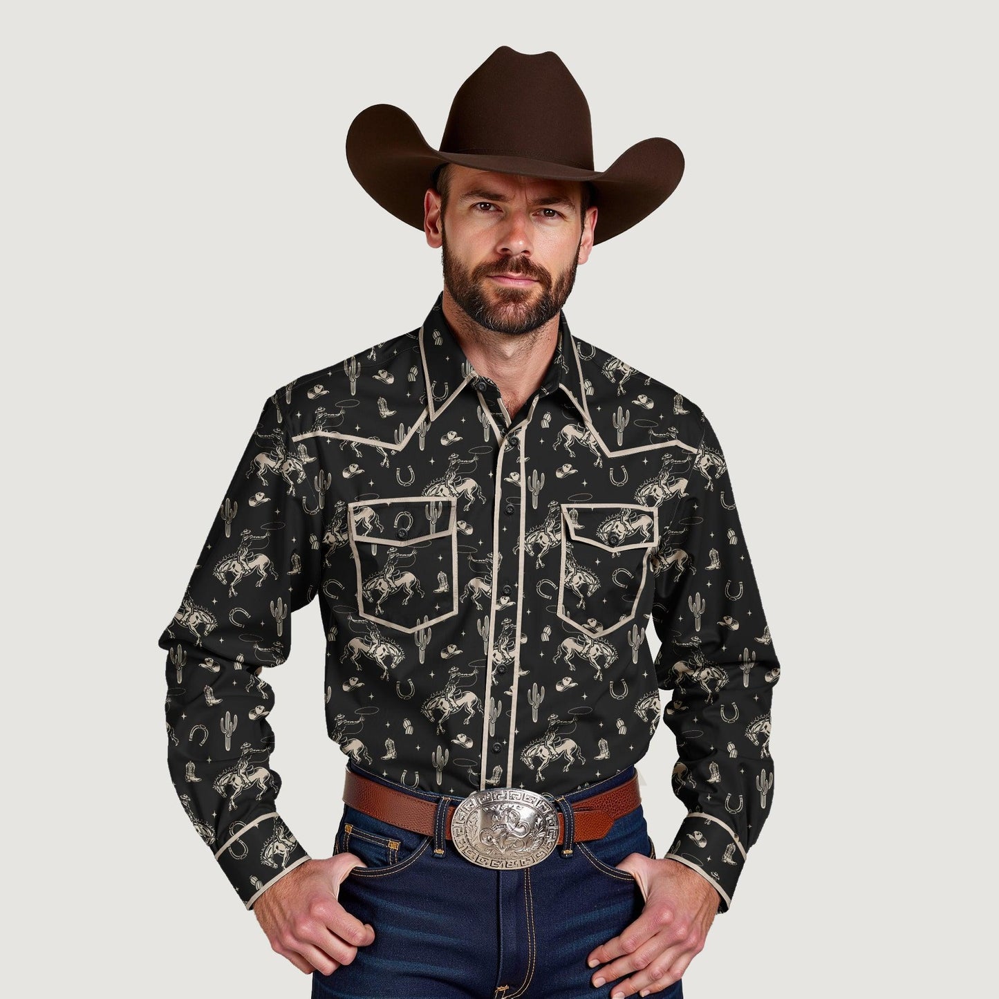 Men's Cactus Print Western Shirts - DustWorn