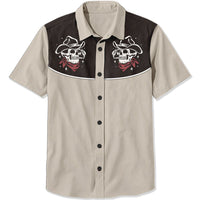 Men's Western Skull Embellished Short Sleeve Shirts