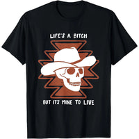 Men's 100% Cotton Western Skull Motto Short Sleeve T-Shirt