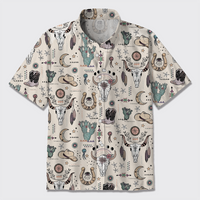 Western Elements Illustrations Print Short Sleeve Shirts