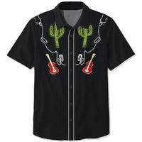 Men's Western Cactus & Guitar Print Shirts