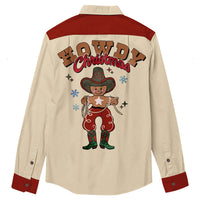 Men's Western Christmas Gingerbread Cowboy Print Long Sleeve Shirts