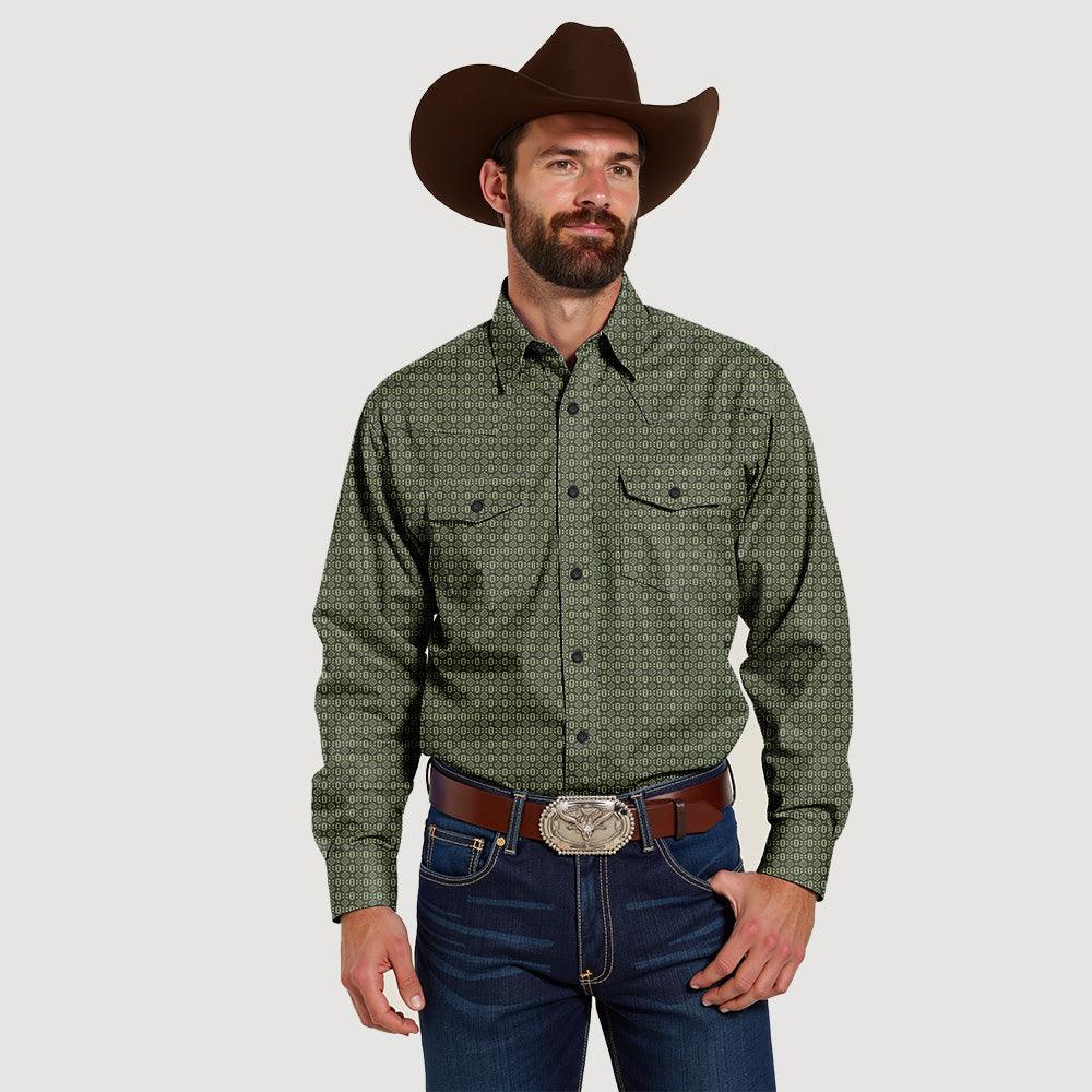 Men's Western Ethnic Printed Long Sleeve Shirts - DustWorn