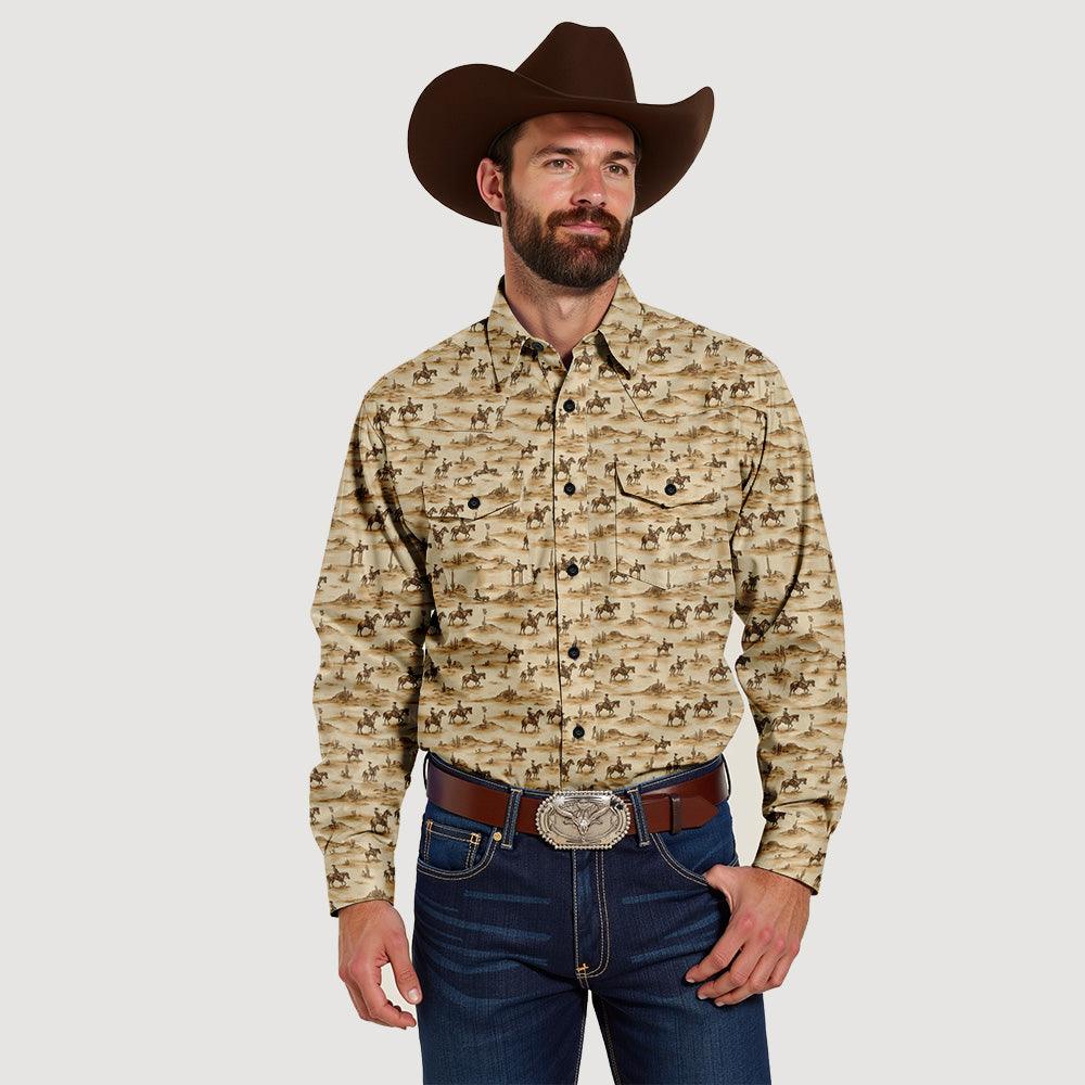 Men's Vintage Western Cowboy Printed Shirts - DustWorn