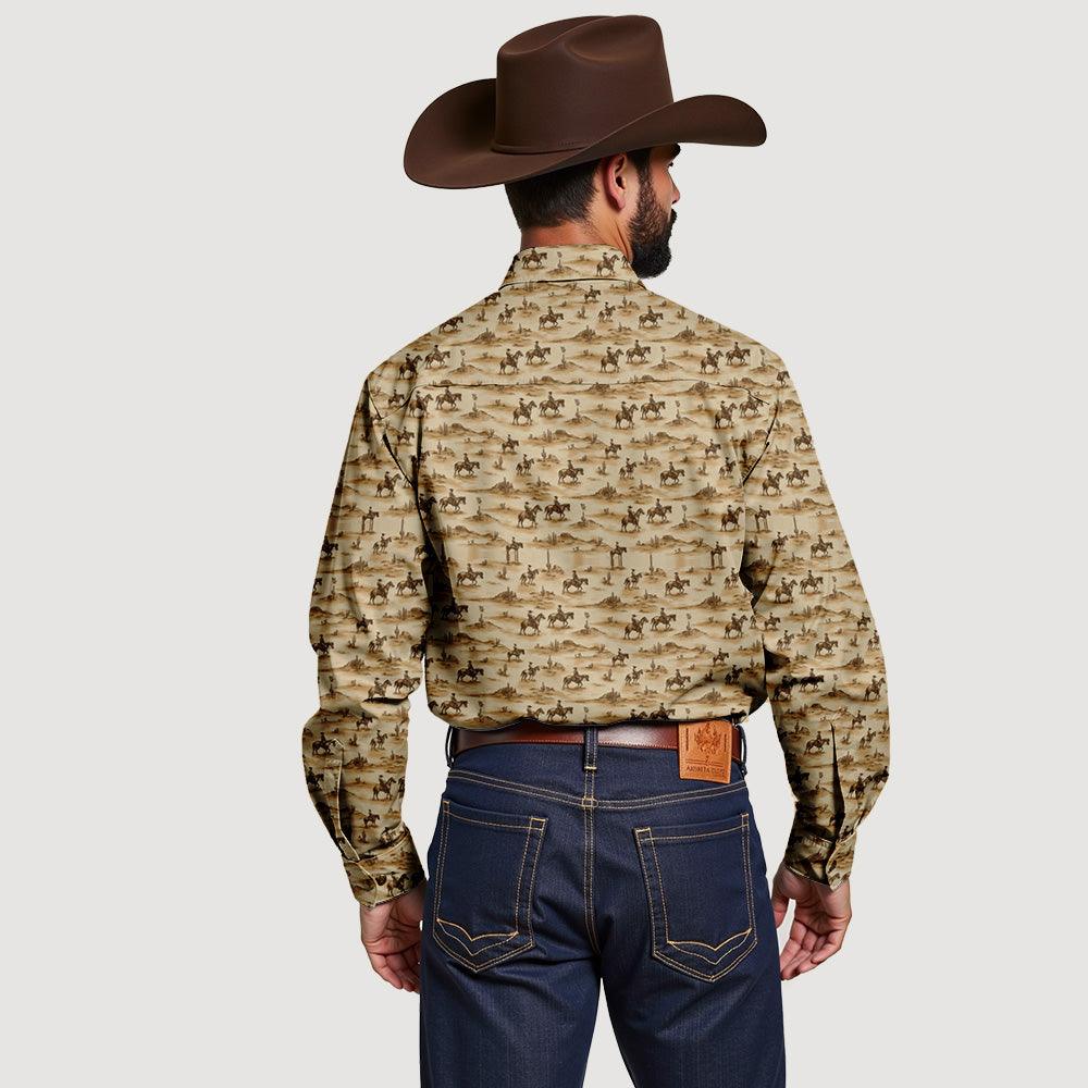 Men's Vintage Western Cowboy Printed Shirts - DustWorn