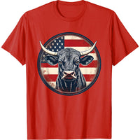 Men's 100% Cotton American-Bison and Flag Graphic Short Sleeve T-Shirt